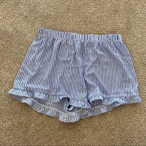 Forever 21 Blue Striped Ruffle Shorts Size Large